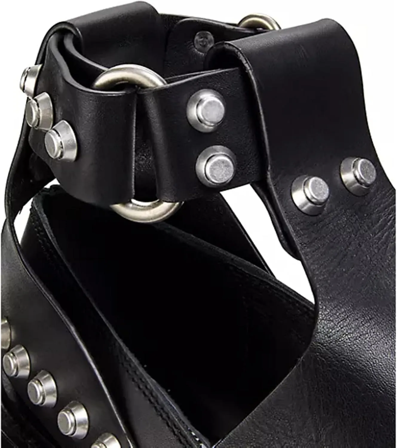 Arqa Studded Leather Loafers for Women Featuring Stud Detailing on The Adjustable Straps Slip-on Comfortable Leather Sandals Low Heel Fashion Closed Toe Shoes