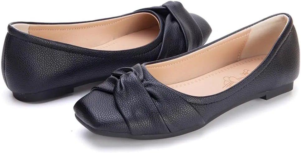 Ballet Flats for Womens Girls Square Toe Soft Comfortable Slip On Ballerina Walking Loafers Dress Shoes