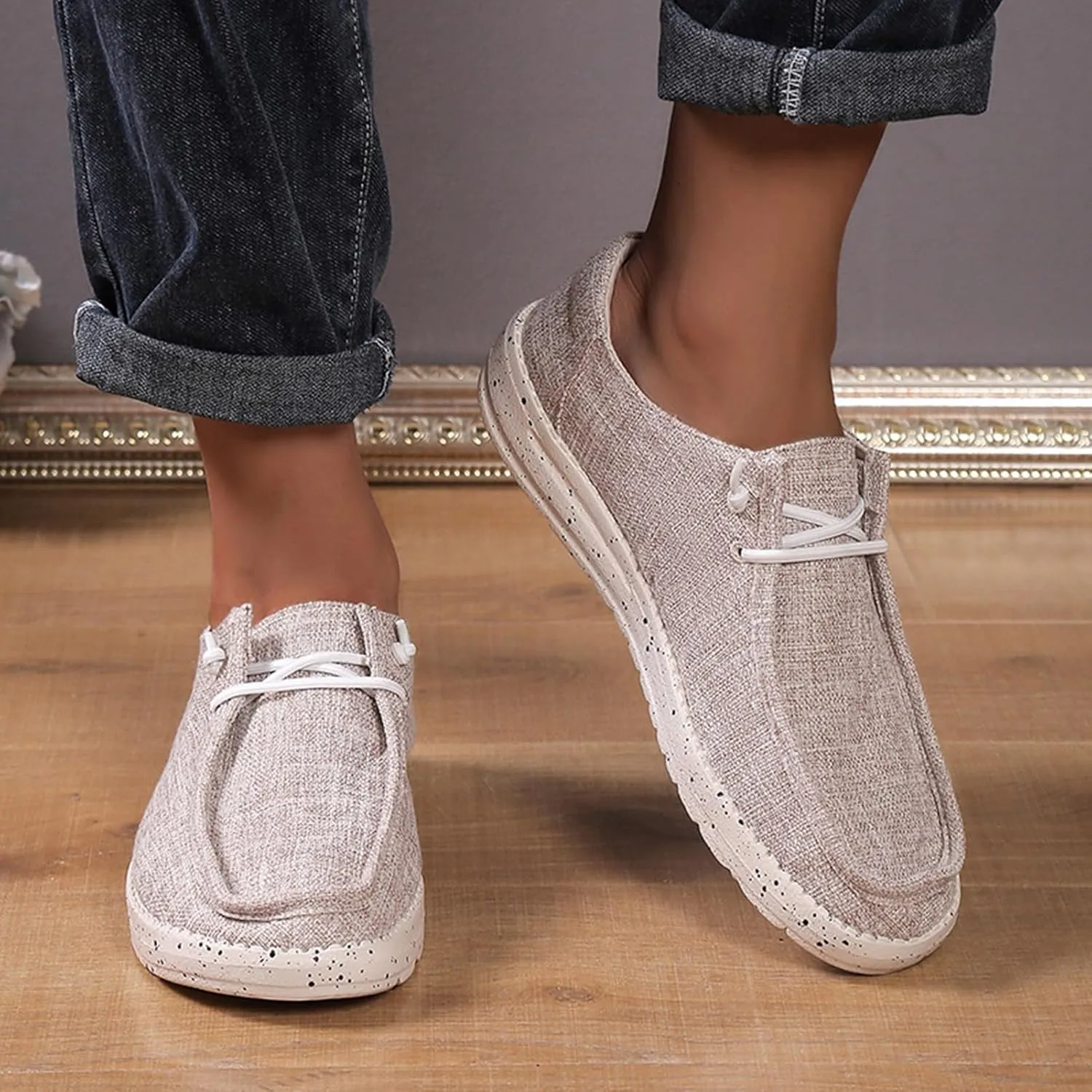 Canvas Deck Shoes Mens,Classic Lightweight Breathable Men Loafers,Casual Comfy Soft Slip On Boat Shoes for Men,Slip Resistant,All Weather Rubber Soles