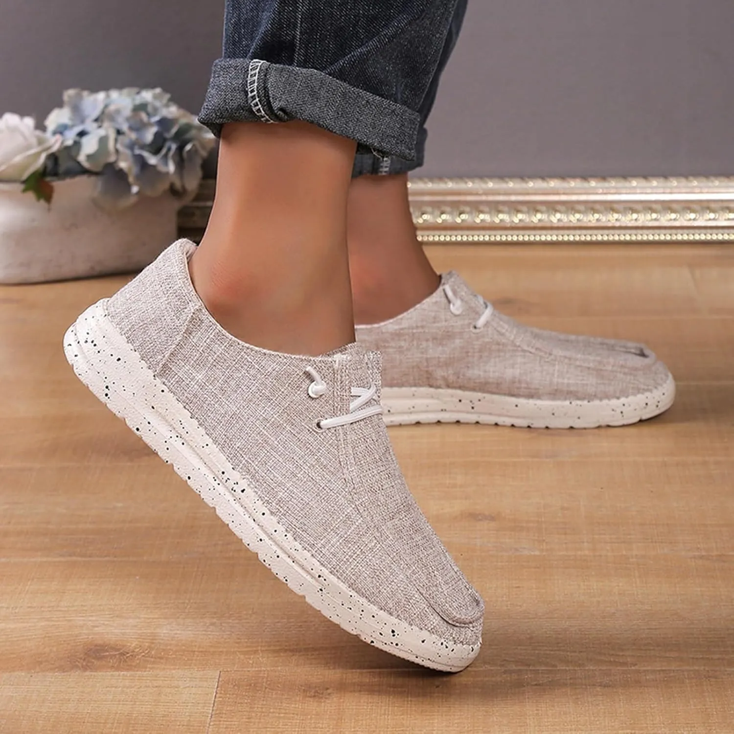 Canvas Deck Shoes Mens,Classic Lightweight Breathable Men Loafers,Casual Comfy Soft Slip On Boat Shoes for Men,Slip Resistant,All Weather Rubber Soles