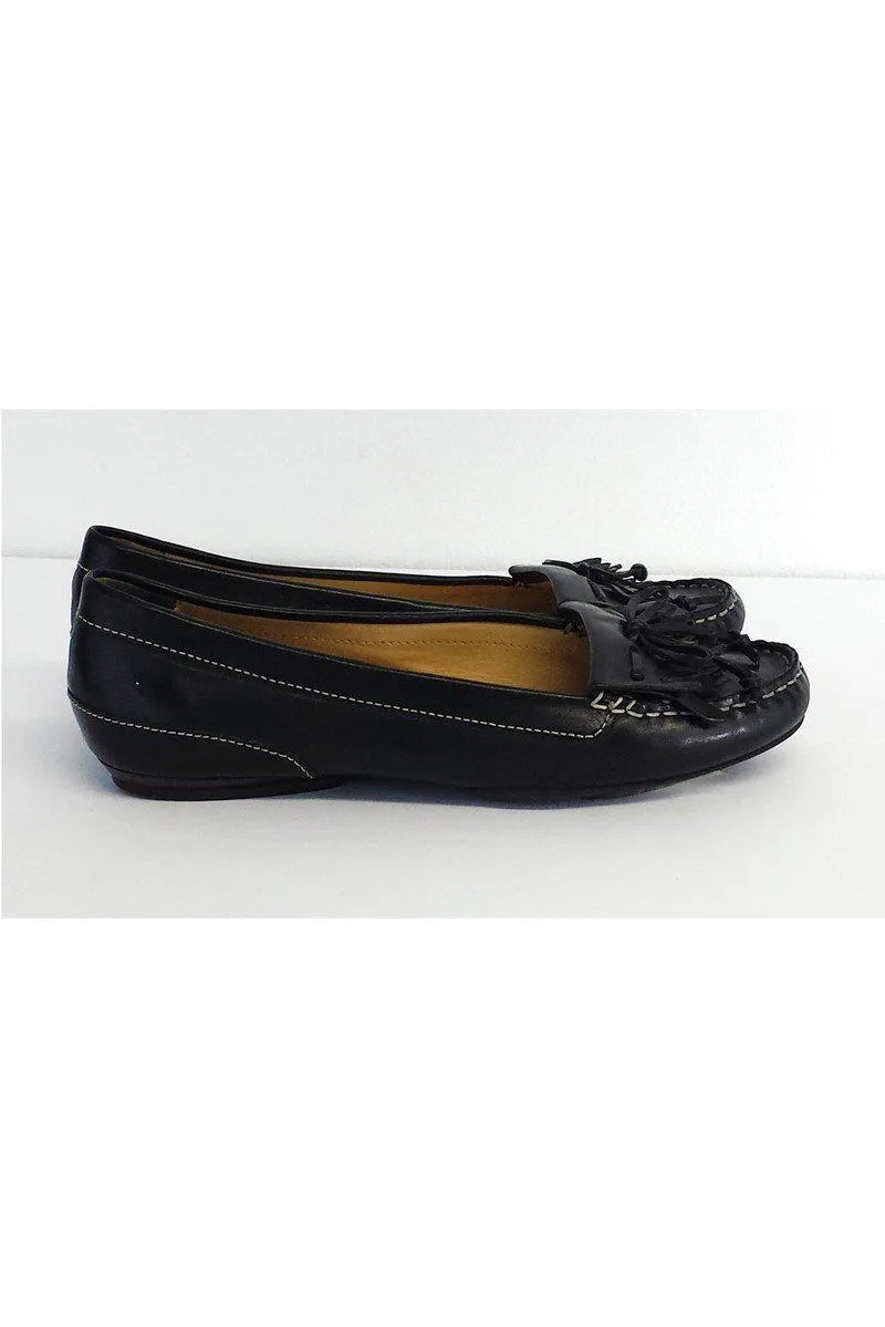 Cole Haan - Black Leather Fringe Loafers Sz 7