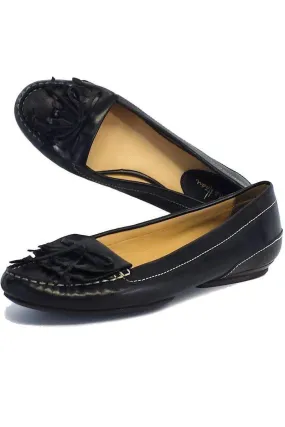 Cole Haan - Black Leather Fringe Loafers Sz 7