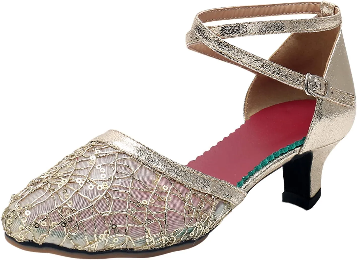 High Heel Sandals for Women Open Toe Square Toe Strappy Ankle Strap Chunky Heel Dress Shoes