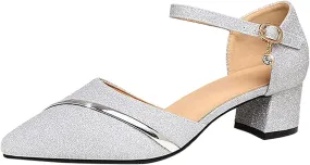 High Heel Sandals Women Open Toe Square Toe Strappy Chunky Heel Ankle Strap Party Shoes