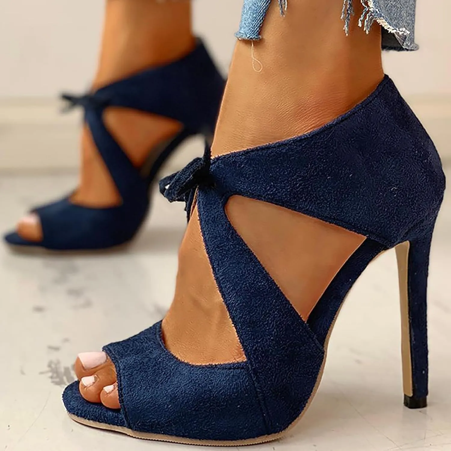 High Heels for Women Crystal Stilettos Heeled Sandals Open Toe Strappy Sexy High Heels Ankle Strap Buckle Heels
