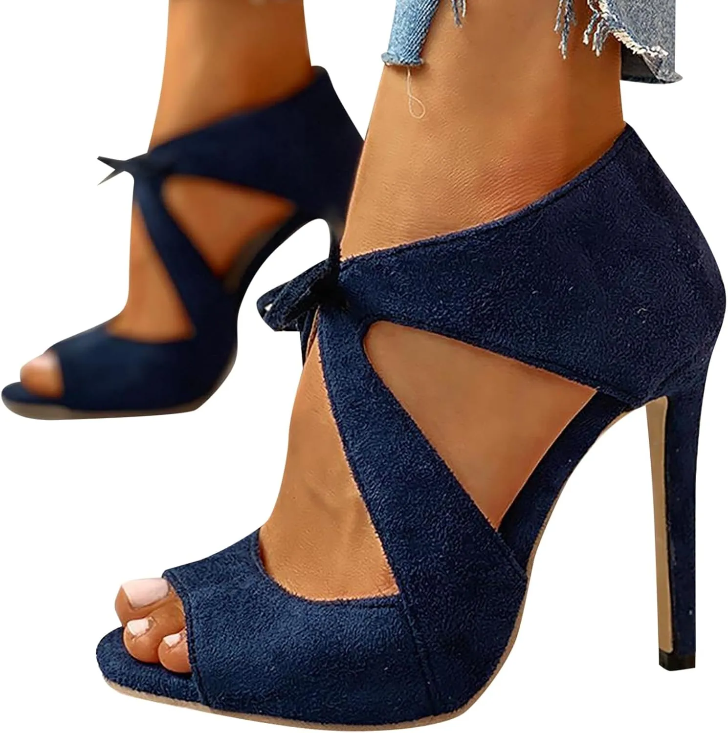 High Heels for Women Crystal Stilettos Heeled Sandals Open Toe Strappy Sexy High Heels Ankle Strap Buckle Heels