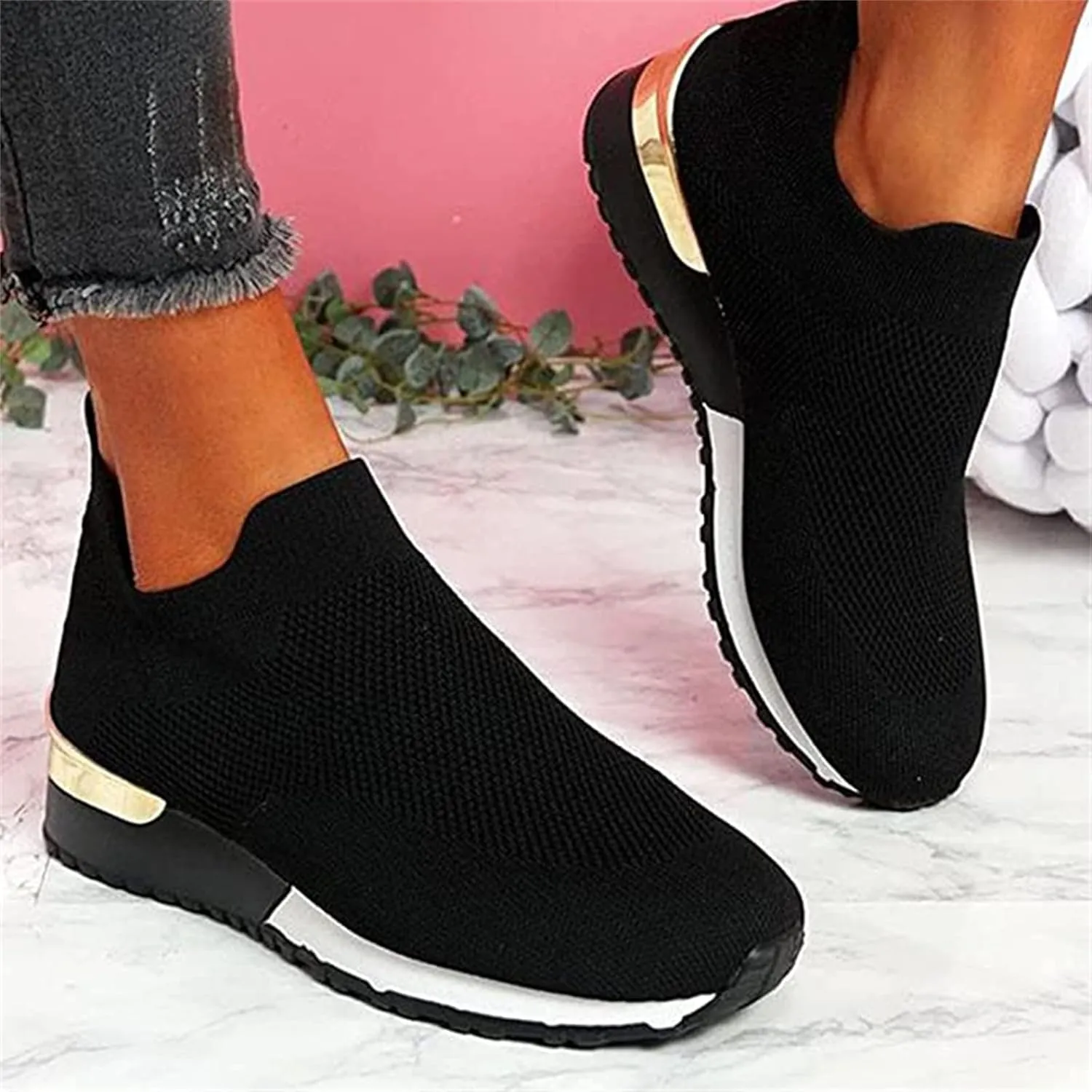 Ladmiple Gym Shoes For Women Workout Running Slip On Walking Shoes Non Slip Breathable Casual Athletic Tennis Sneakers