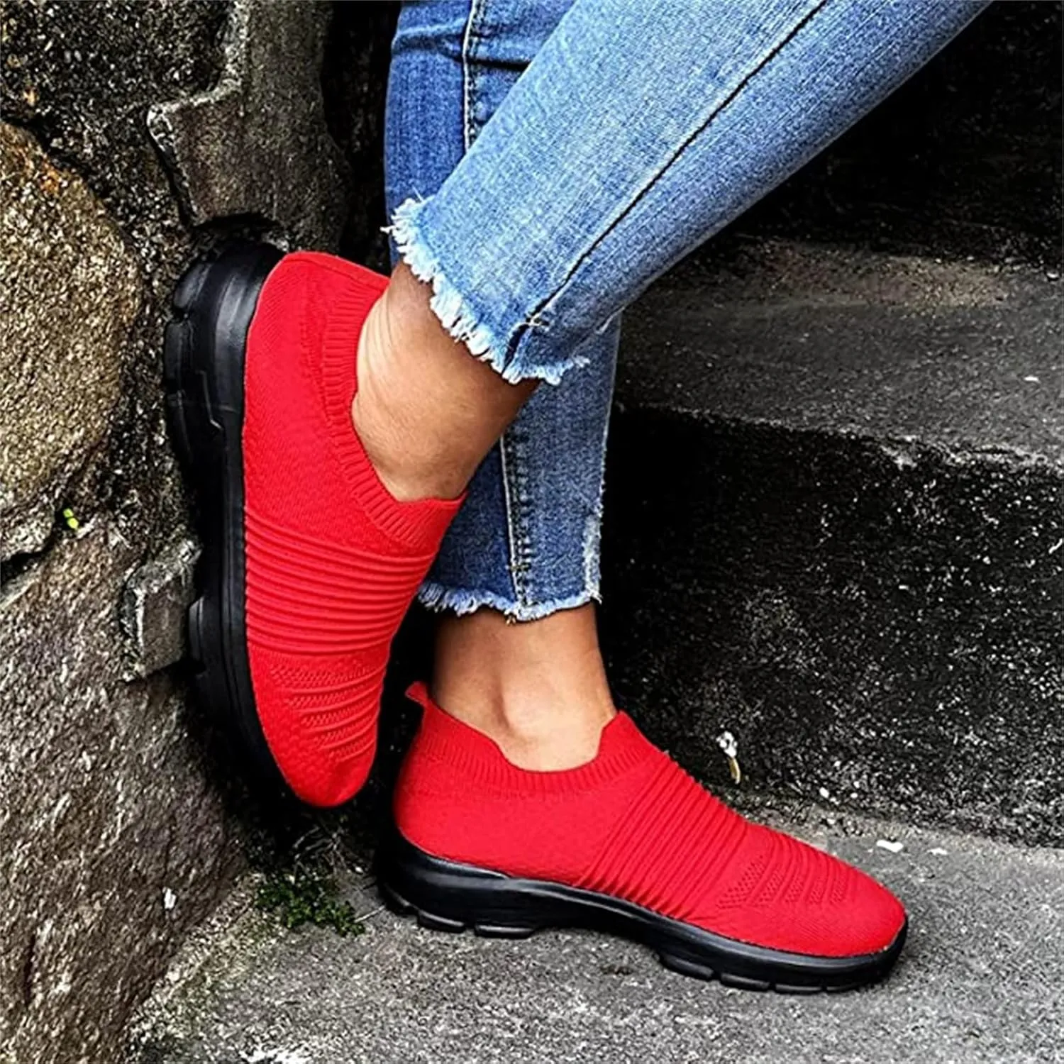 Ladmiple Sneakers For Women Comfortable Shoes Slip On Casual Walking Shoes Dressy Summer Fashion Non Slip Flats Loafers