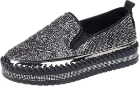 Ladmiple Sneakers For Women Walking Shoes Wide Width Slip on Glitter Shoes Fashion Dressy Summer Sparkly Flats Loafers