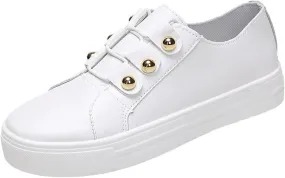 Ladmiple Womens Shoes Dressy Casual Loafers Slip On Walking Shoes Lace Up Comfortable Platform Fashion Leather Sneakers