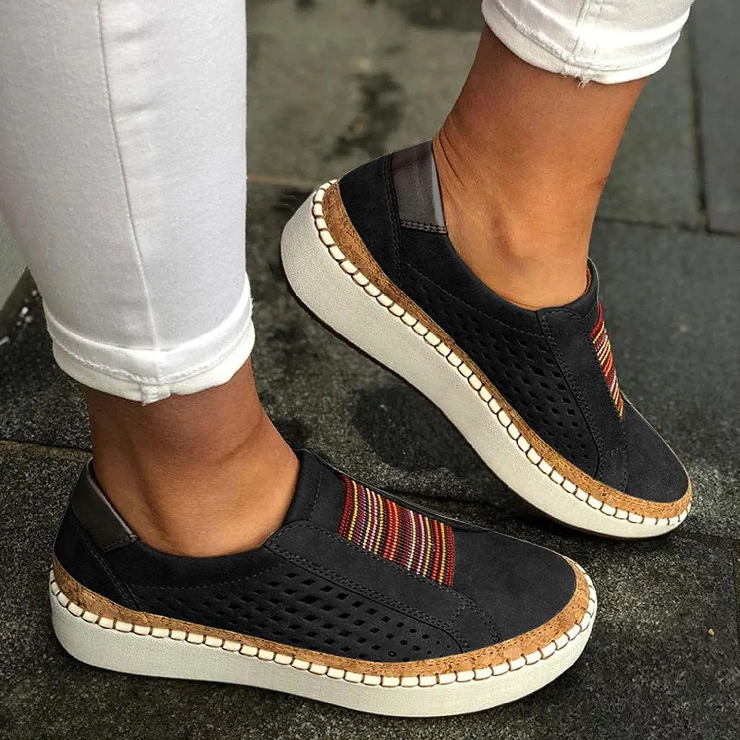 Lausiuoe Shoes For Women Dressy Comfortable Fashion Canvas Shoes Classic Casual Low Top Slip On Sneakers Walking Flat Loafers