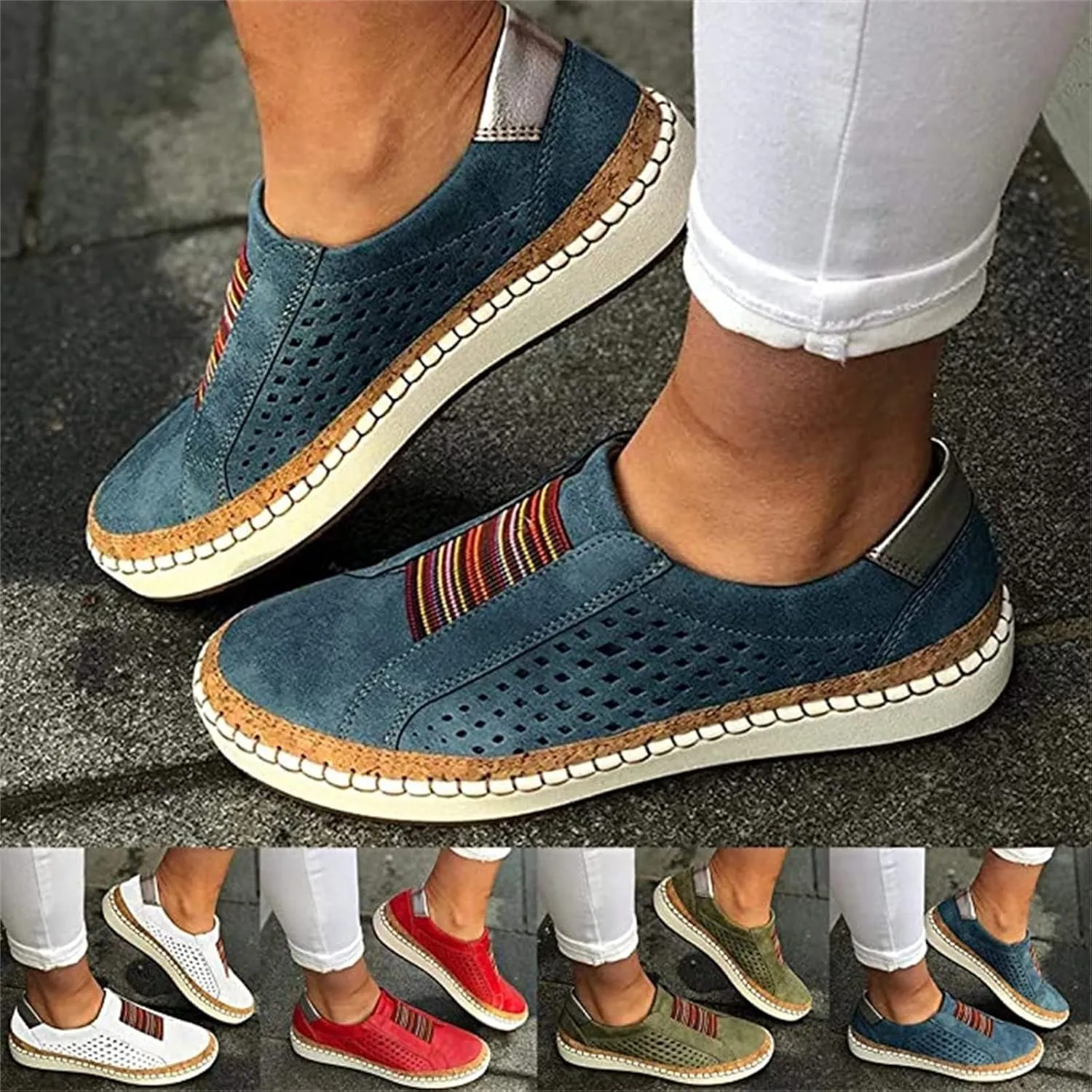 Lausiuoe Shoes For Women Dressy Comfortable Fashion Canvas Shoes Classic Casual Low Top Slip On Sneakers Walking Flat Loafers
