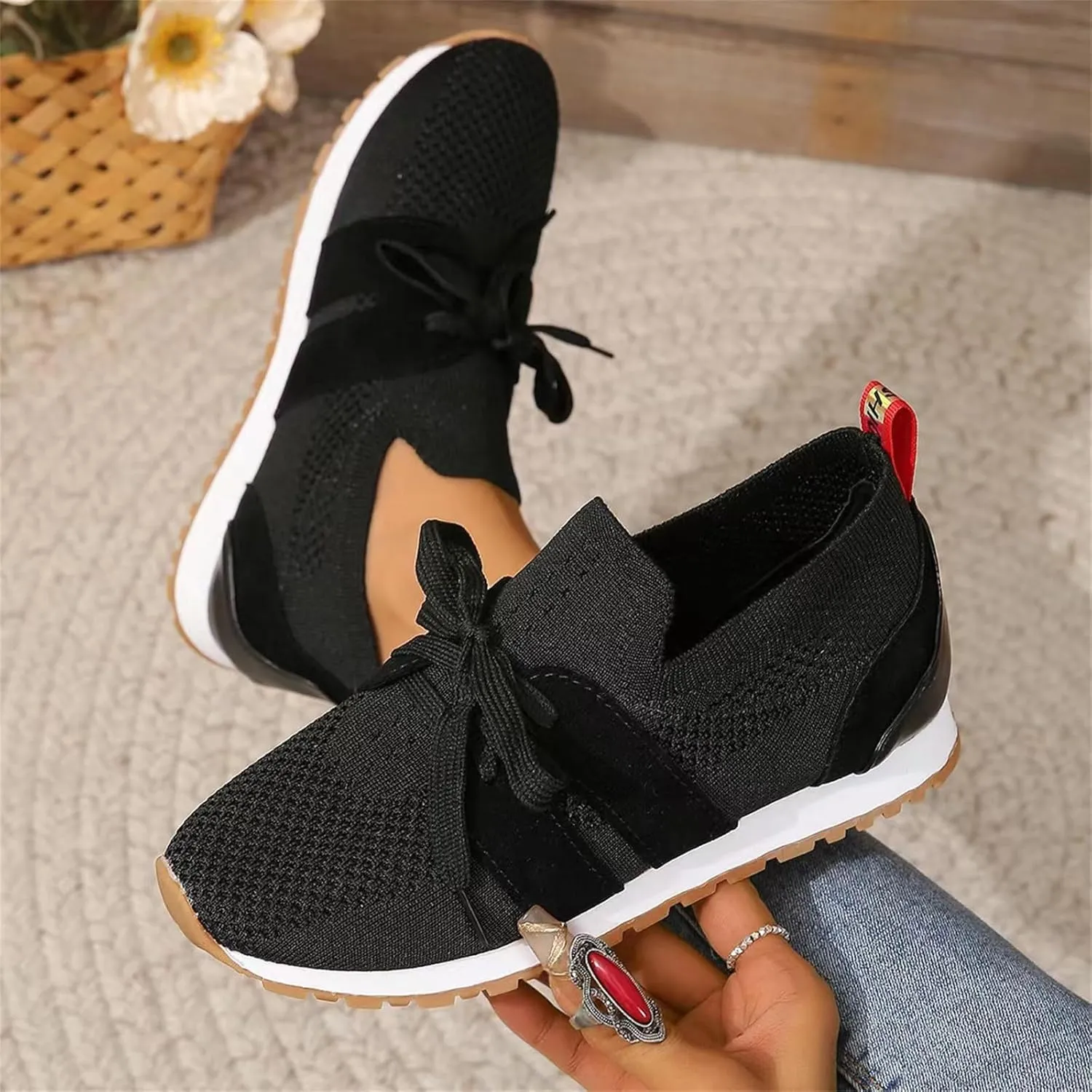 Lausiuoe Slip On Sneakers Women Arch Support Running Walking Shoes Lightweight Gym Workout Mesh Tennis Fashion Sneakers 2025