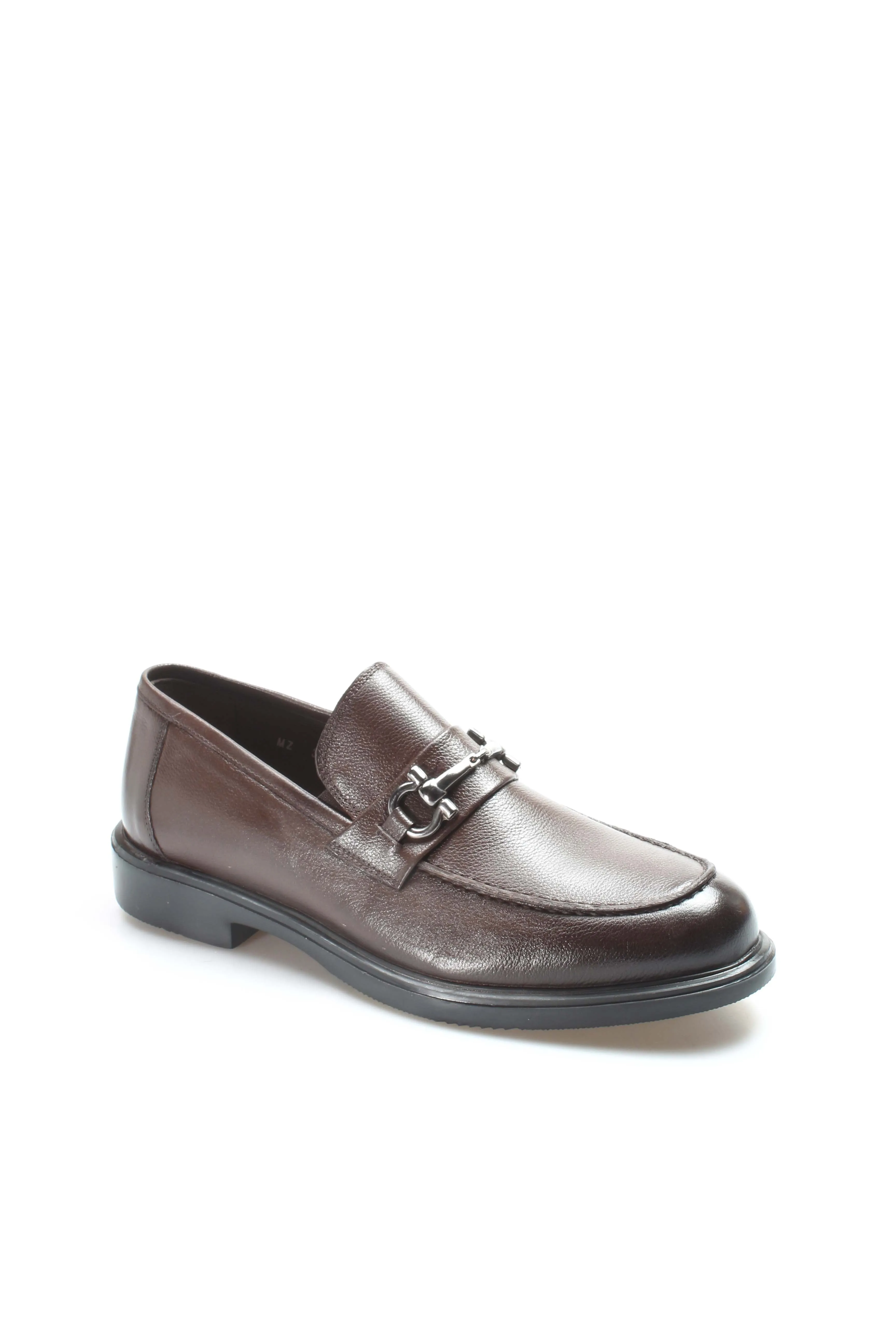 Men's Brown Leather Buckle Loafers-Wessi