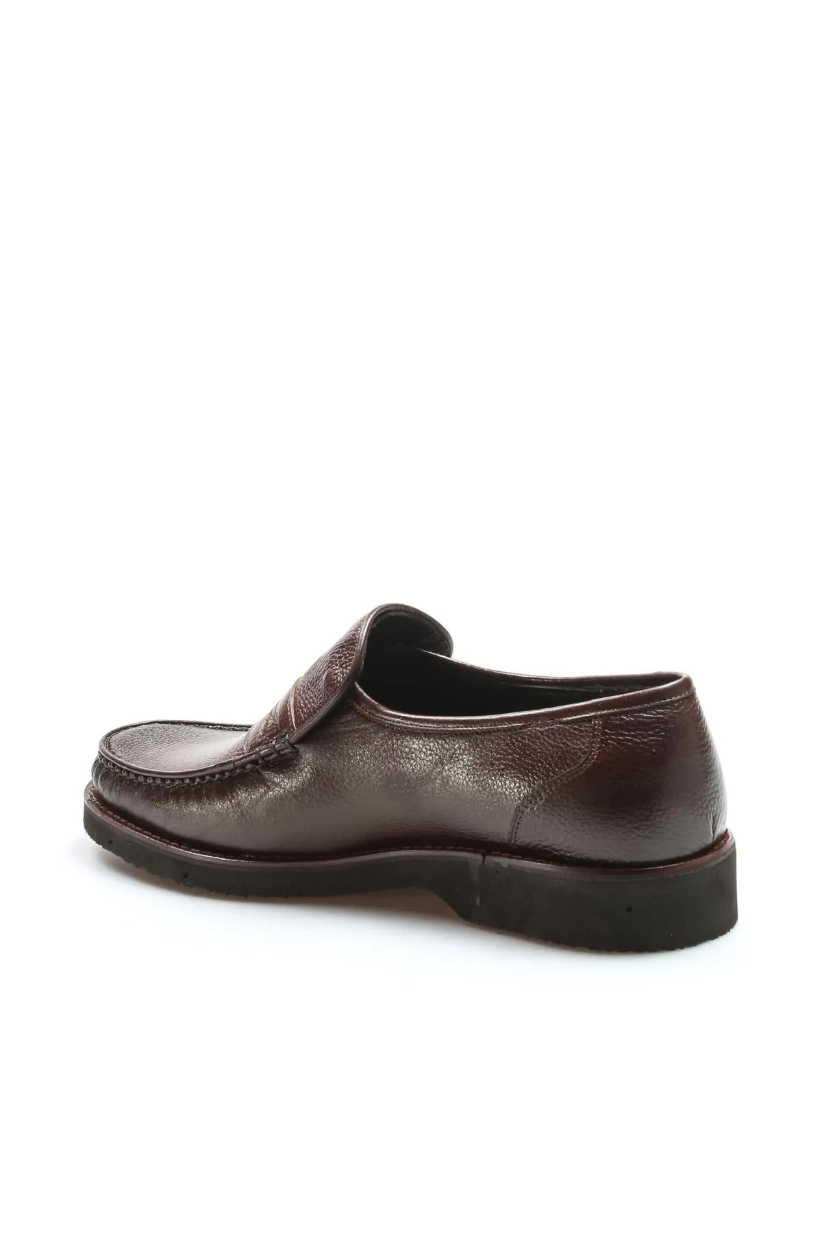Men's Brown Leather Penny Loafers with Textured Finish - Wessi