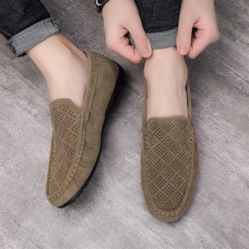 Men's Driving Moccasins - Breathable Lightweight Flexible Slip-Ons with Flat Heel, Anti-Slip Outdoor Casual Moccasins