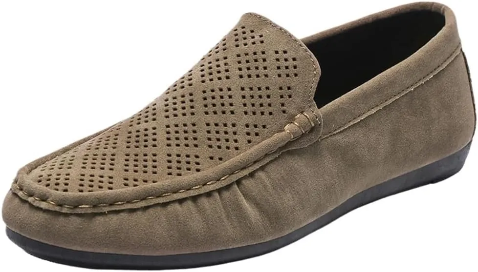 Men's Driving Moccasins - Breathable Lightweight Flexible Slip-Ons with Flat Heel, Anti-Slip Outdoor Casual Moccasins