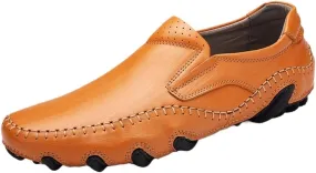 Men's Lightweight Driving Loafers – Breathable Leather Slip-Ons with Anti-Slip Sole, Flat Heel, and Comfortable Fit for Walking