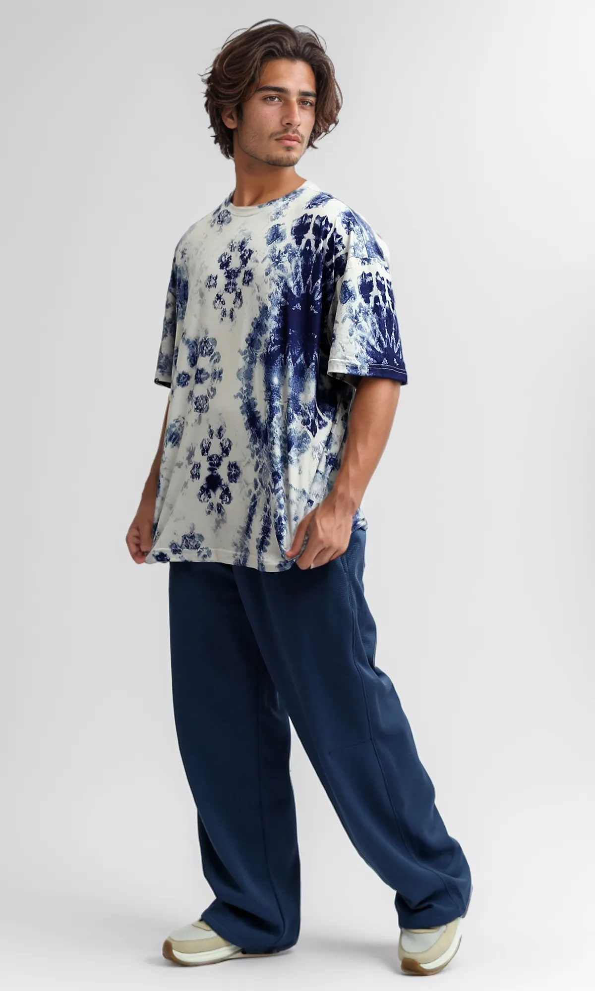 O182818 Round Neck Slip On Multicolour Patterned Tee