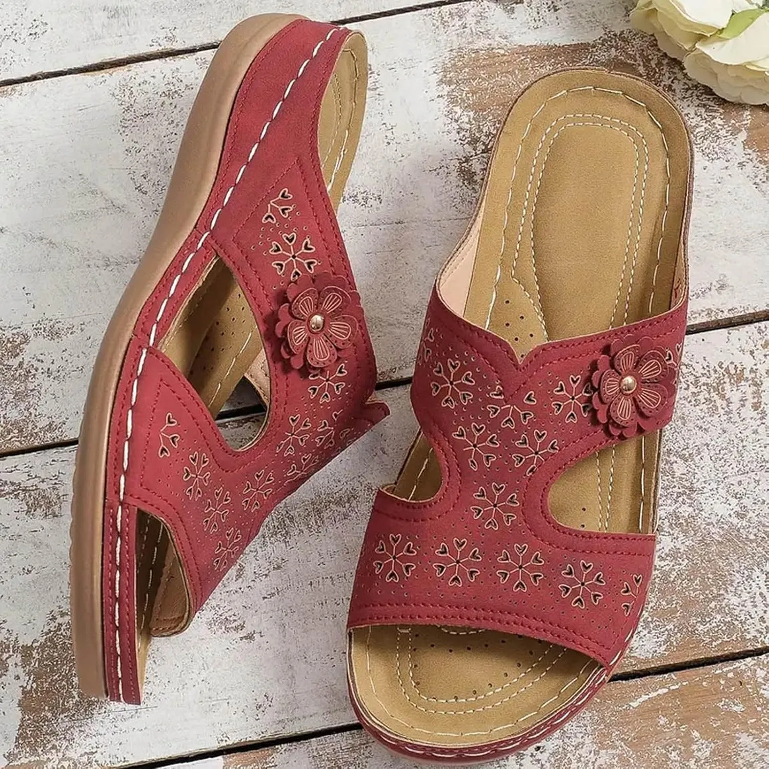 Orthopedic Sandals for Women: Slip On Dressy Summer Comfortable Wedge Sandals Lightweight Walking Sandals with Arch Support