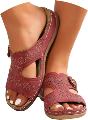 Orthopedic Sandals for Women: Slip On Dressy Summer Comfortable Wedge Sandals Lightweight Walking Sandals with Arch Support