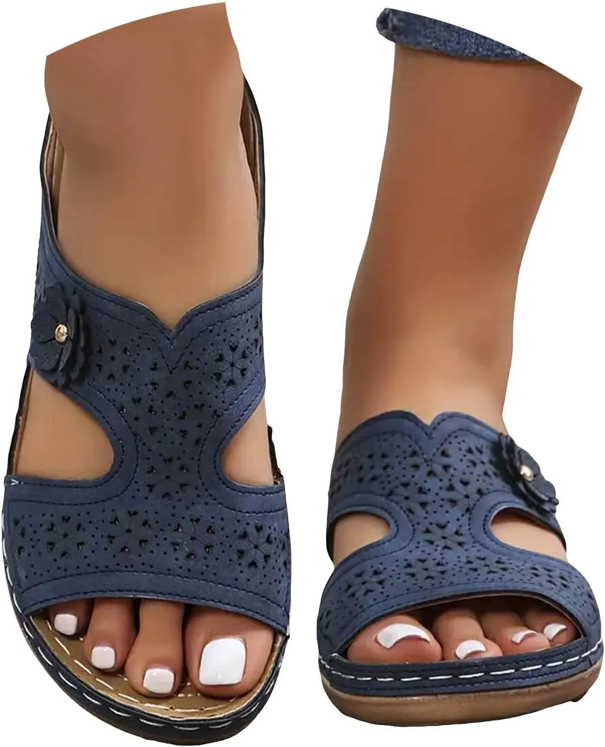 Orthopedic Sandals for Women: Slip On Dressy Summer Comfortable Wedge Sandals Lightweight Walking Sandals with Arch Support