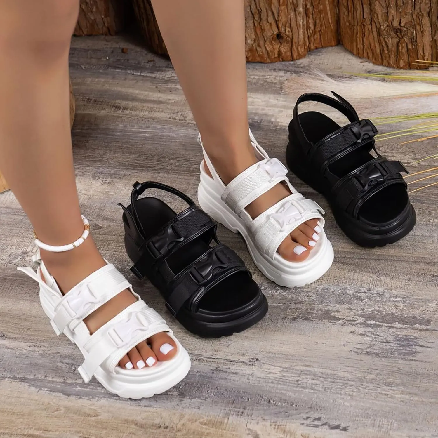 Platform Sandals Women Dressy Crisscross Straps Chunky Block Heel Lightweight Summer Evening Sandals Padded Arch Support 2025 Spring and Summer Vacation