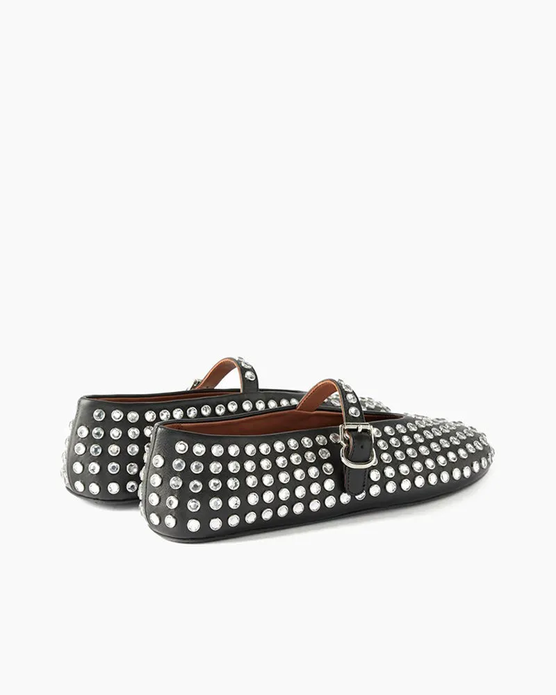Rhinestone Flats Crystal Studded Mary Jane Loafers