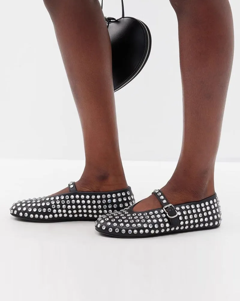 Rhinestone Flats Crystal Studded Mary Jane Loafers