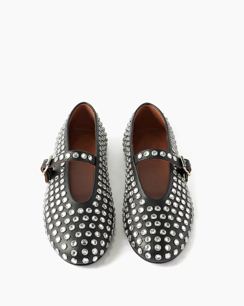 Rhinestone Flats Crystal Studded Mary Jane Loafers