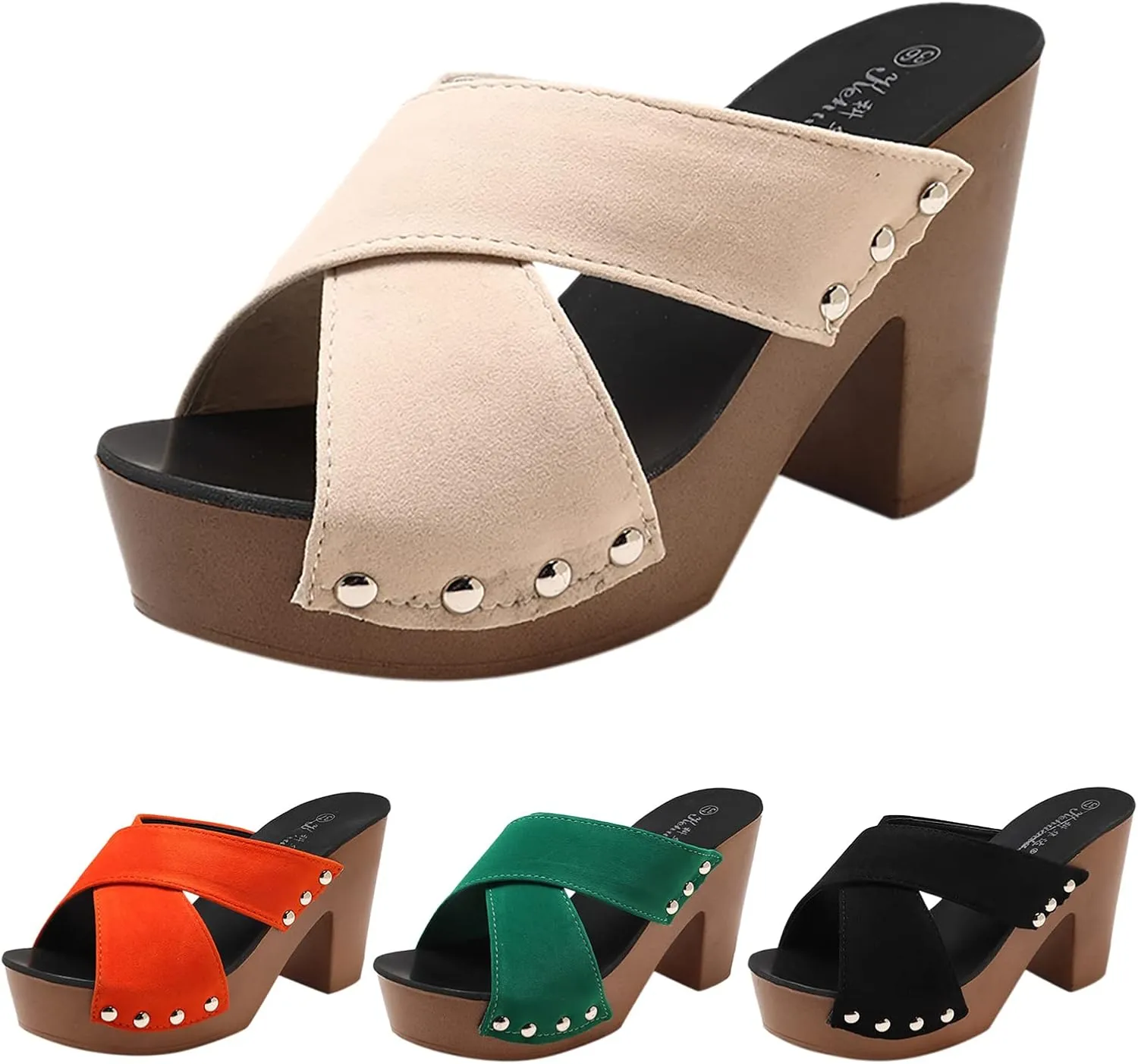 Strappy Heeled Sandals for Women Open Toe Chunky Block Heel Ankle Strap Wedding Party Shoes