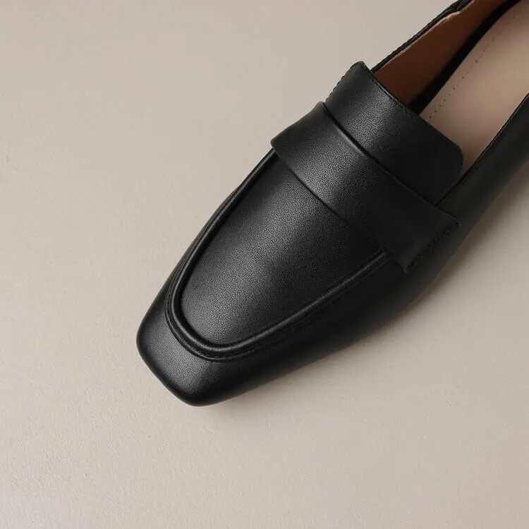 Women's Loafer Flat Dress Shoes Penny Business Casual Shoes Dressy Leather Office Work Slip on Black 0.7 Inch